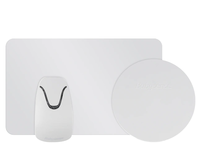 Monitor dychu Babysense 2 Pro - obdĺžniková a kruhová senzorová podložka s kontrolnou jednotkou